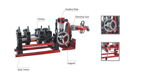 63mm ถึง 200mm HDPE Butt Fusion เครื่องเชื่อม 2 Clamps Semi Auto